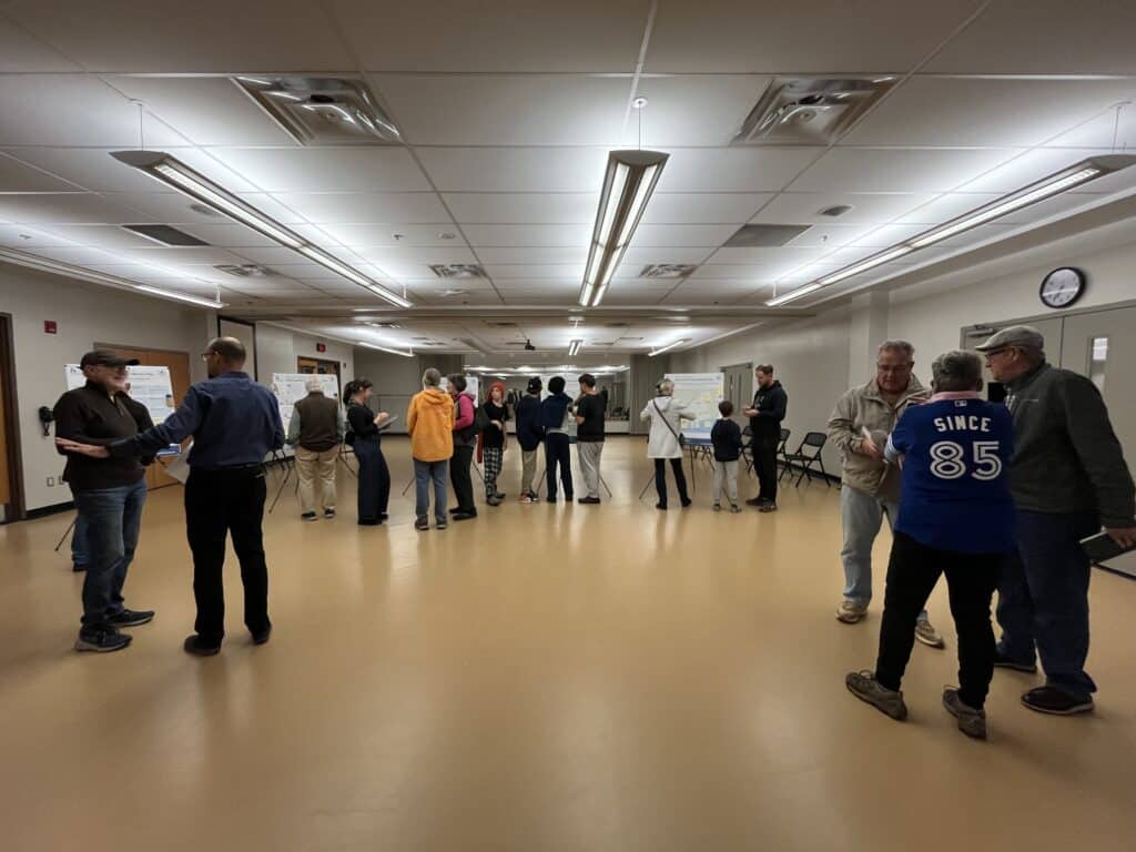 Residents at a public open house for the Cobourg Parks and Recreation Master Plan