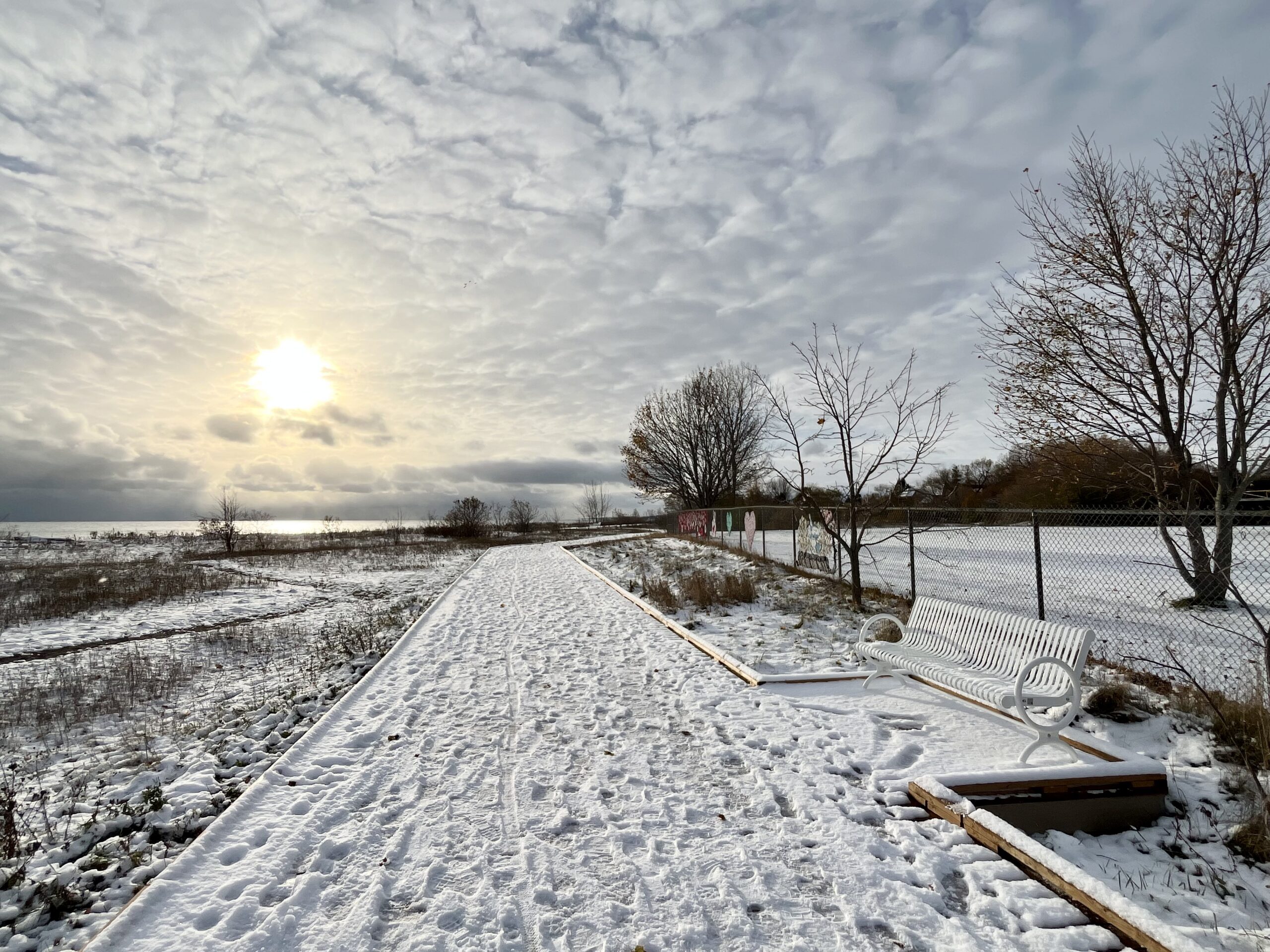 Cobourg waterfront trail in winter