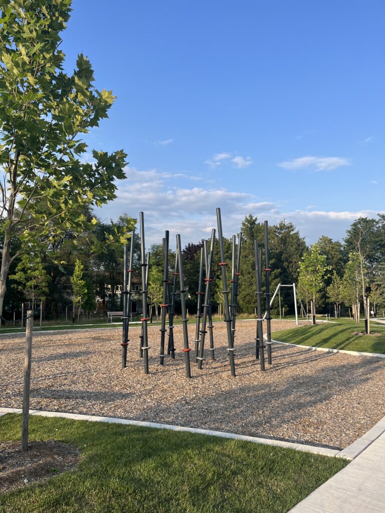 Climbable bamboo jungle play area at Carrville Park